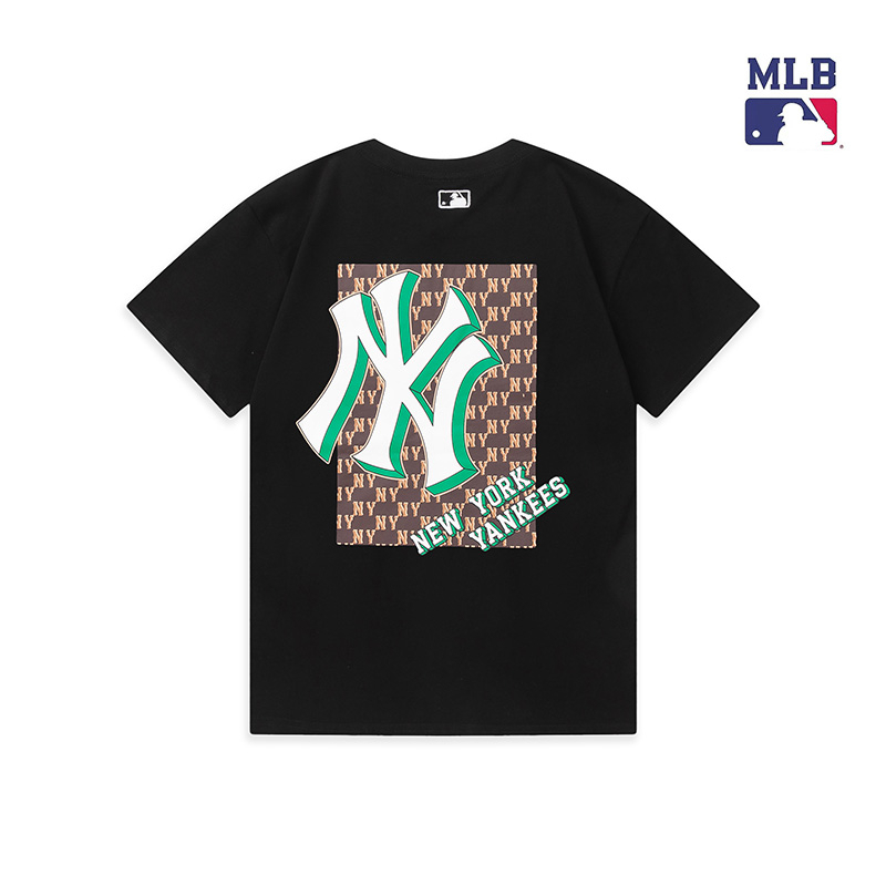 MLB Áo Thun Tay Ngắn In Logo Yankees NY 3D Thời Trang Hàn Quốc Cho Nam Và Nữ
