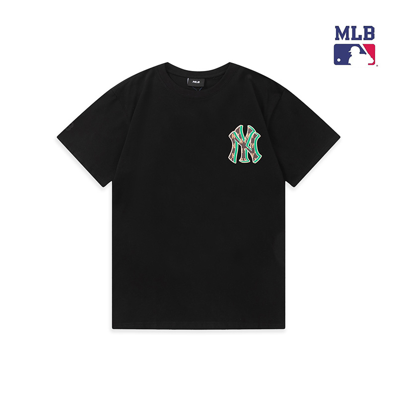 MLB Áo Thun Tay Ngắn In Logo Yankees NY 3D Thời Trang Hàn Quốc Cho Nam Và Nữ