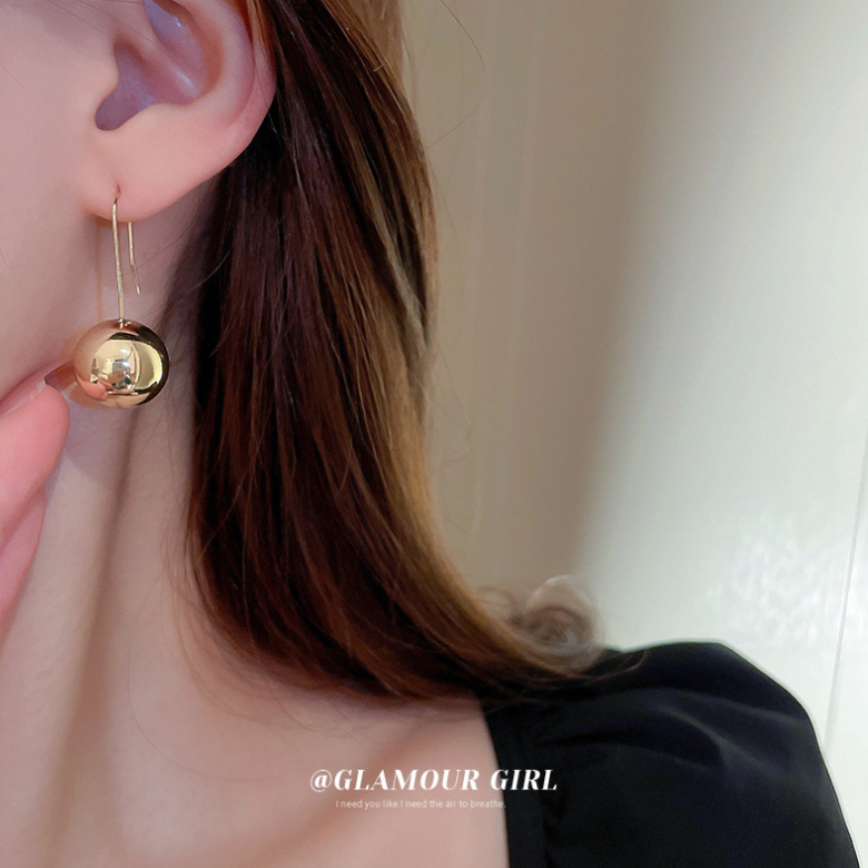 Bông Tai Dạng Móc Hình Tròn Bằng Kim Loại Phối Hạt Độc Đáo Thời Trang