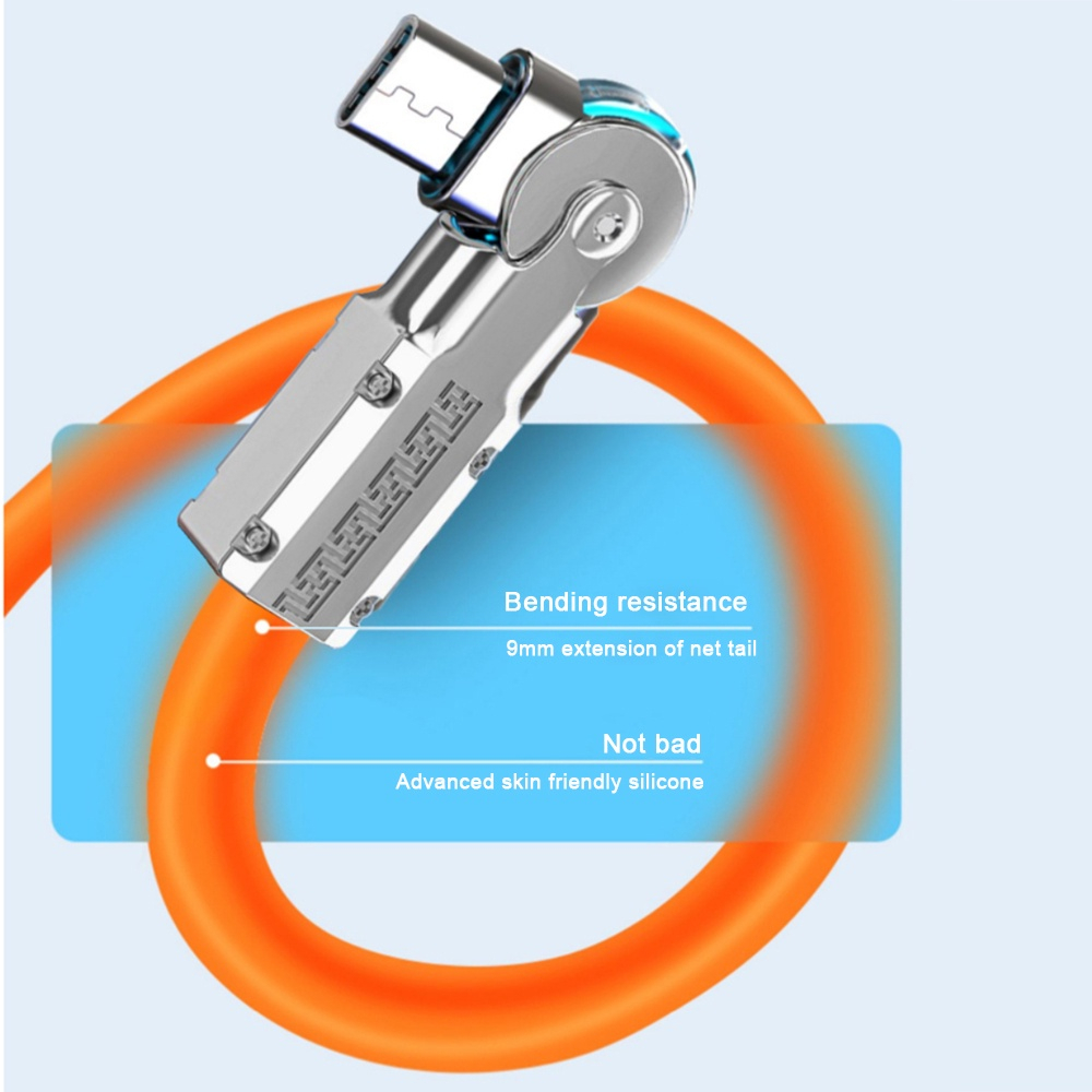 Củ Sạc Siêu Nhanh 180 Độ 120W 6A 180 Độ° Dây Cáp Sạc Nhanh Type C Bằng Silicon Dành Cho Xiaomi iPhone 13 pro 14