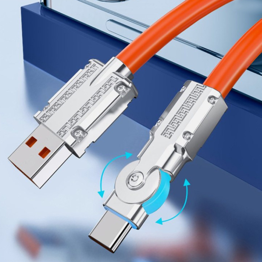 Củ Sạc Siêu Nhanh 180 Độ 120W 6A 180 Độ° Dây Cáp Sạc Nhanh Type C Bằng Silicon Dành Cho Xiaomi iPhone 13 pro 14