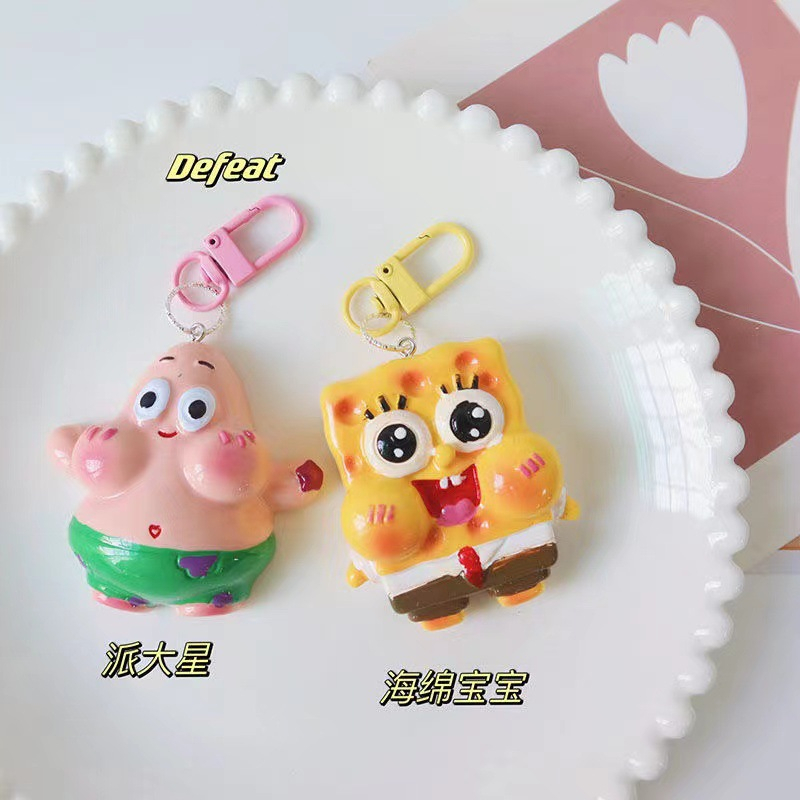 Móc Khóa Nhựa Resin Hình SpongeBob SquarePants Pie Star Hoạt Hình Ngọt Ngào Cho Nữ