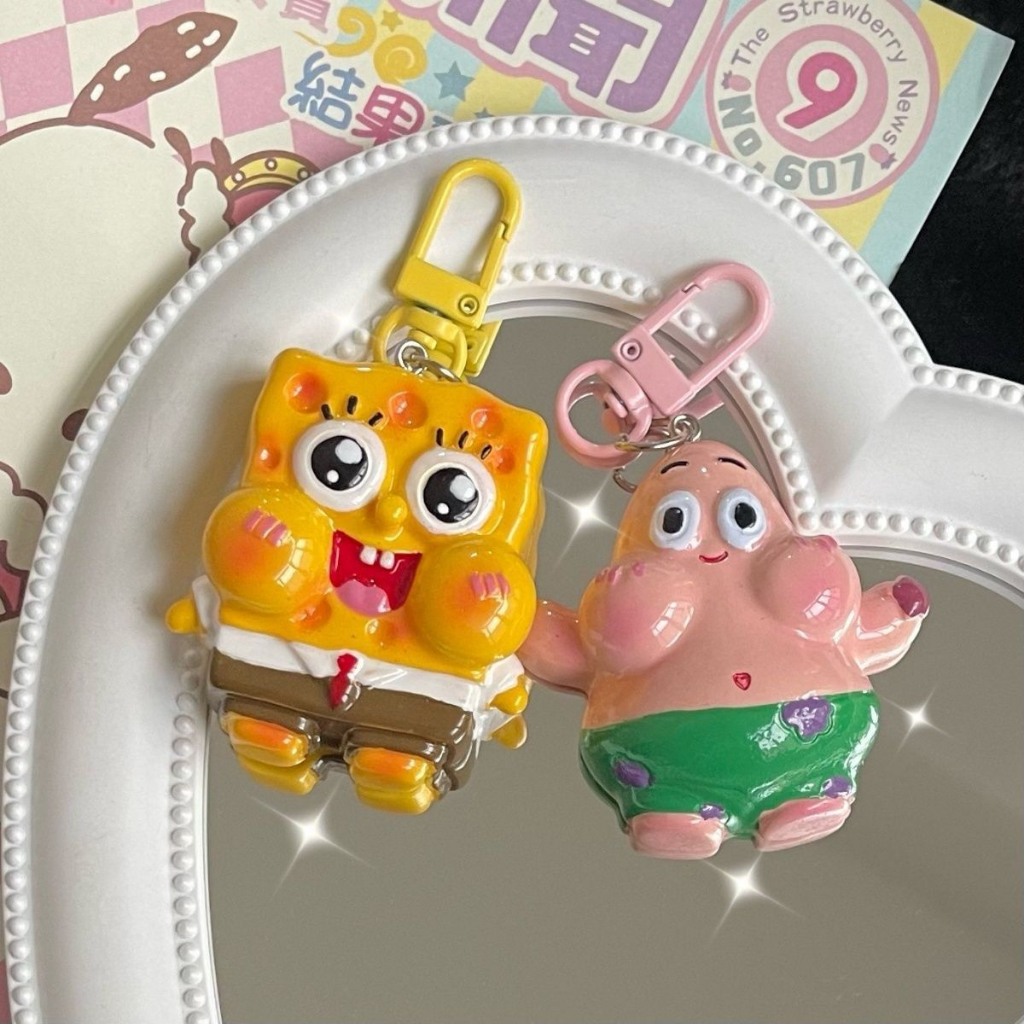 Móc Khóa Nhựa Resin Hình SpongeBob SquarePants Pie Star Hoạt Hình Ngọt Ngào Cho Nữ
