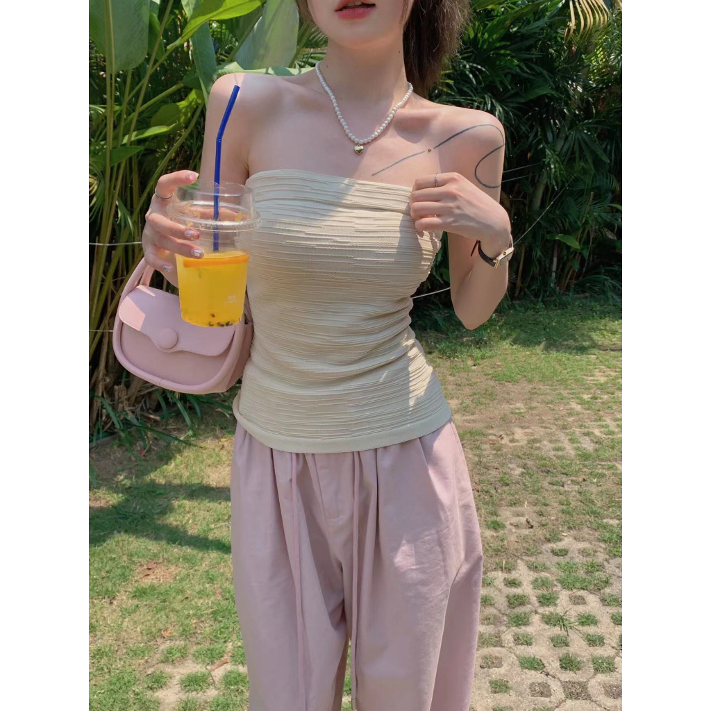 LANJIEXI Áo Quây Ngực Màu Đen Ôm Dáng Thời Trang Mùa Hè Quyến Rũ Cho Nữ