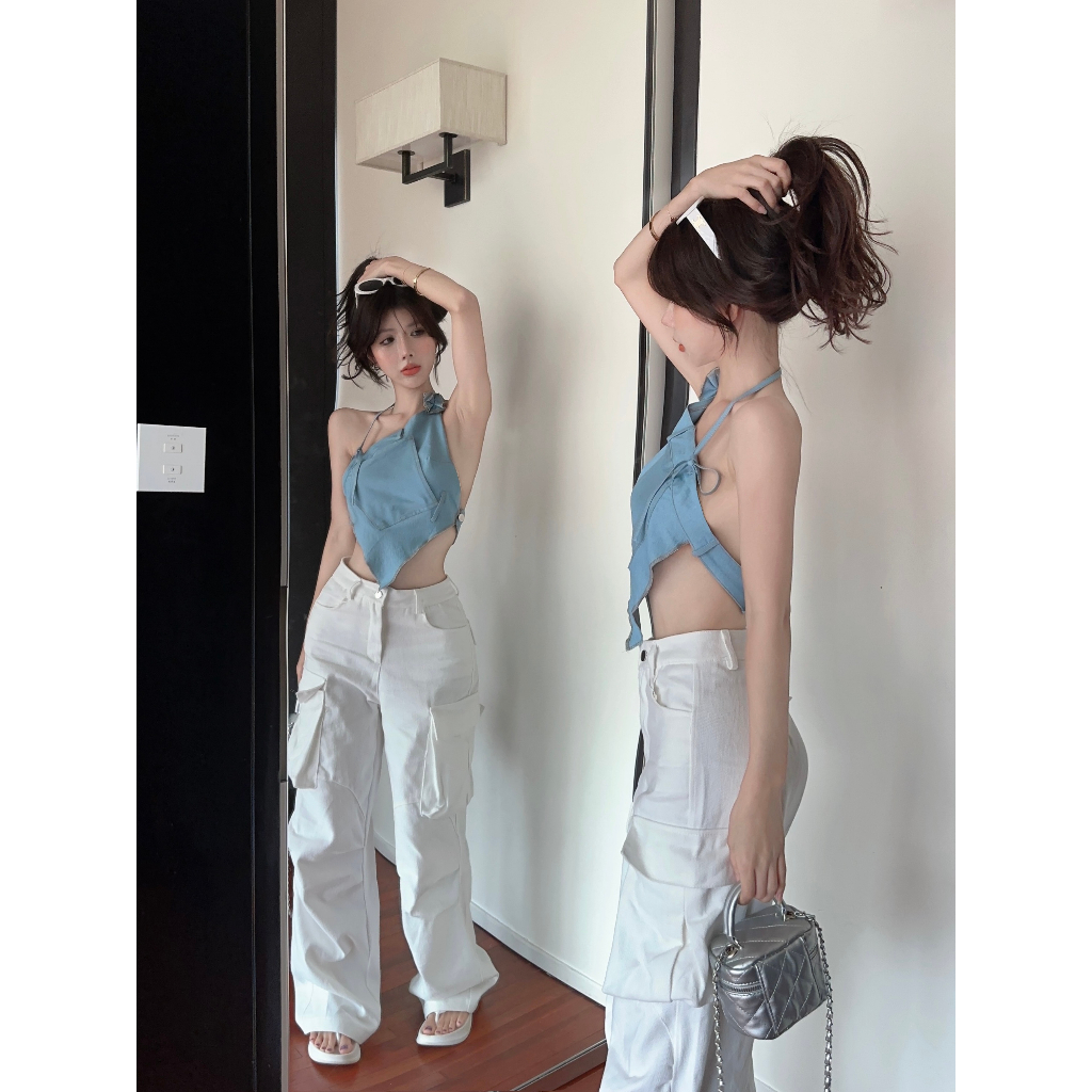 QADCOL G-I-DLE tương tự Áo Denim Không Tay Thời Trang Mùa Hè Cho Nữ