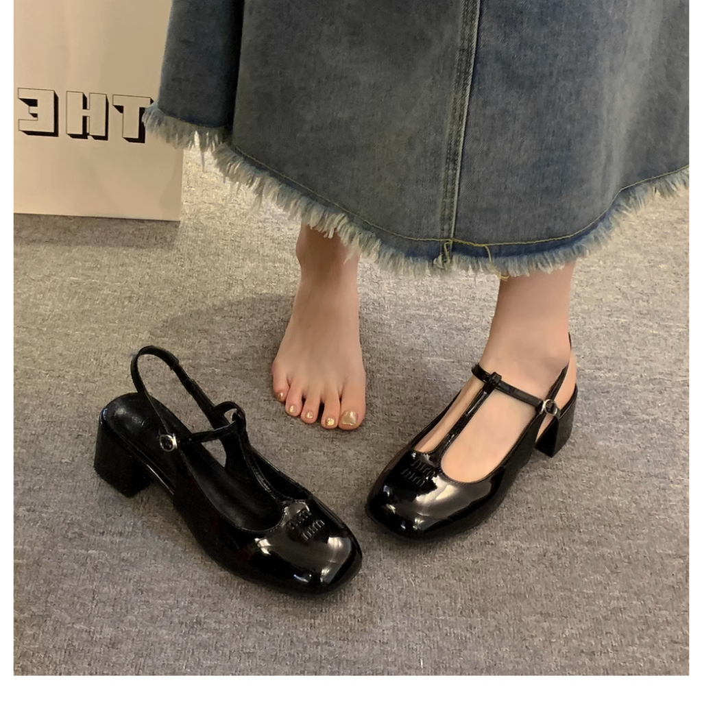 Giày Cao Gót Da Bóng Phong Cách Mary Jane Thời Trang Mùa Hè Cho Nữ