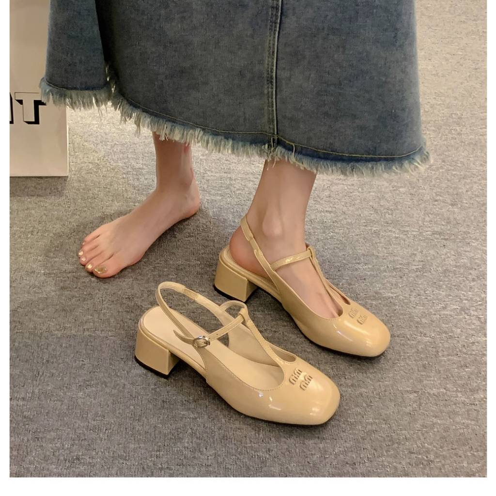 Giày Cao Gót Da Bóng Phong Cách Mary Jane Thời Trang Mùa Hè Cho Nữ