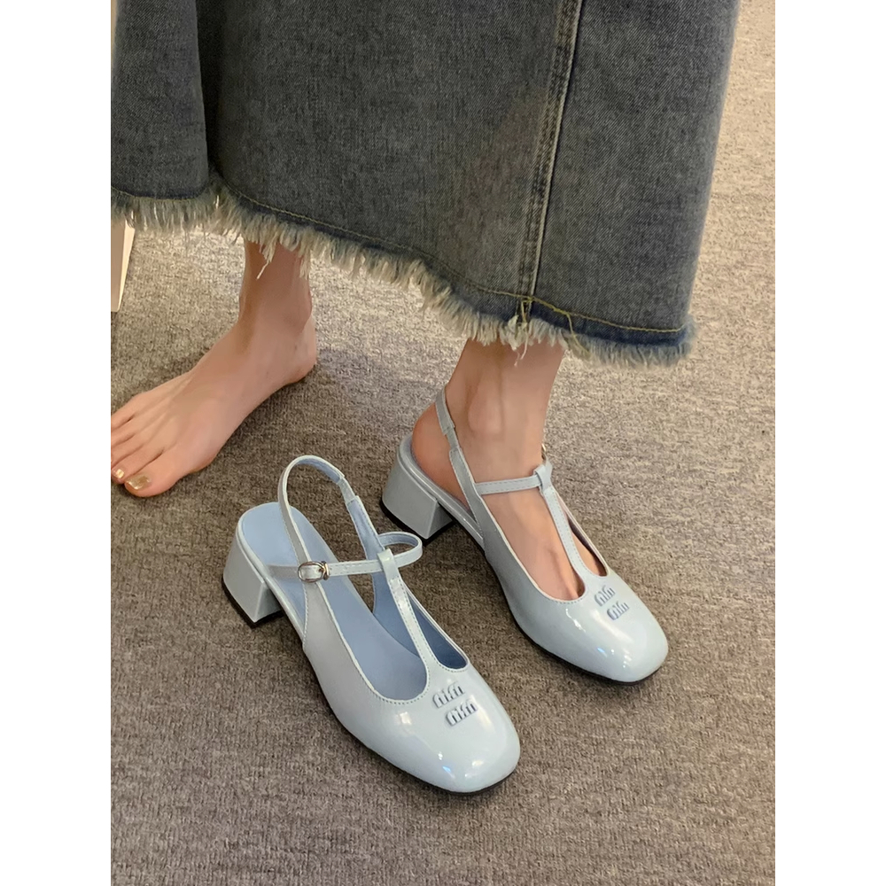 Giày Cao Gót Da Bóng Phong Cách Mary Jane Thời Trang Mùa Hè Cho Nữ