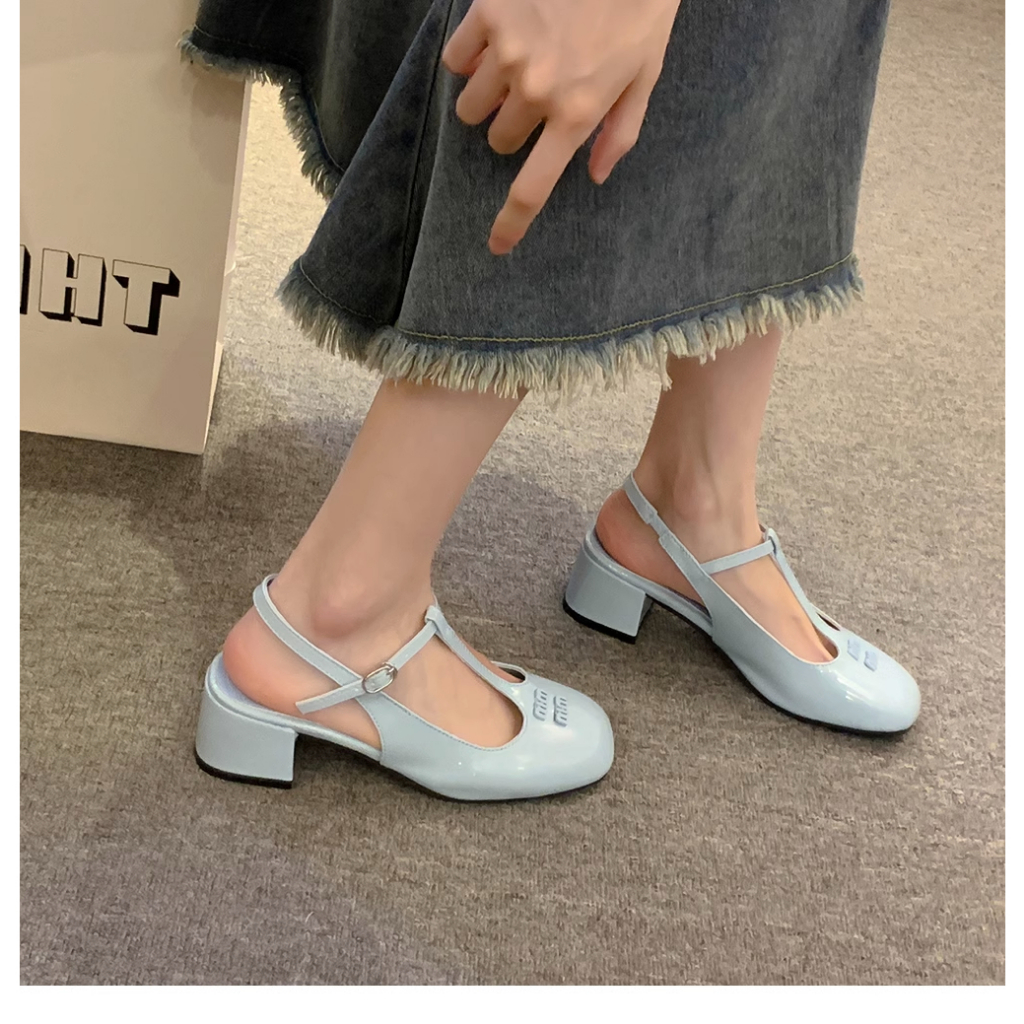 Giày Cao Gót Da Bóng Phong Cách Mary Jane Thời Trang Mùa Hè Cho Nữ