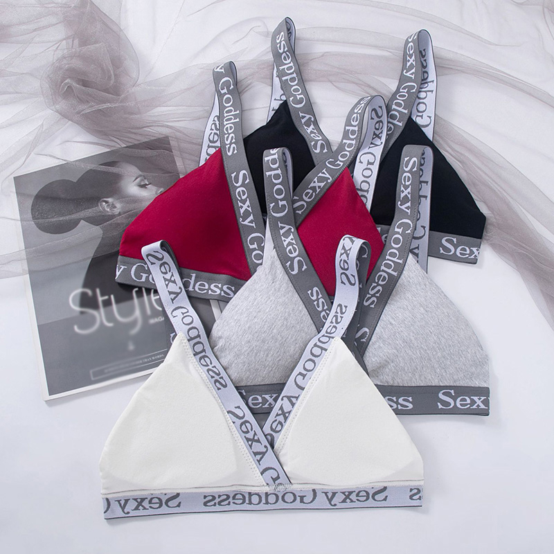 Quần Lót Thể Thao Cotton Không Gọng Thép Thoáng Khí In Chữ Cá Tính Cho Nữ