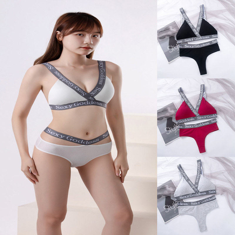 Quần Lót Thể Thao Cotton Không Gọng Thép Thoáng Khí In Chữ Cá Tính Cho Nữ