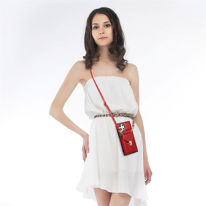 Ốp Điện Thoại Kiểu Ví Tiền Có Dây Đeo Vai Cho Samsung Galaxy Note 10 20 S10 S23 Plus + Pro Ultra