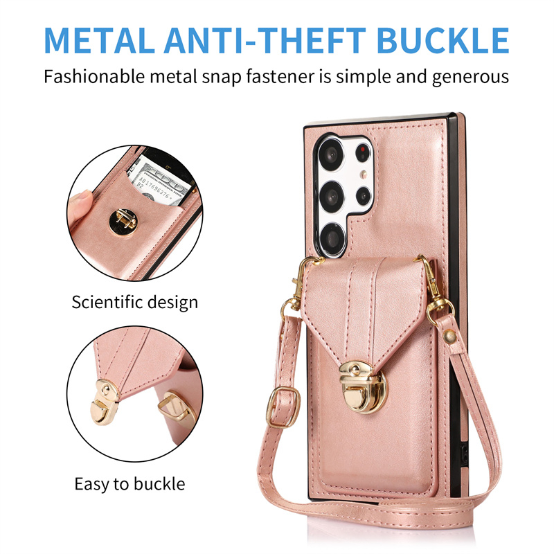 Ốp Điện Thoại Kiểu Ví Tiền Có Dây Đeo Vai Cho Samsung Galaxy Note 10 20 S10 S23 Plus + Pro Ultra