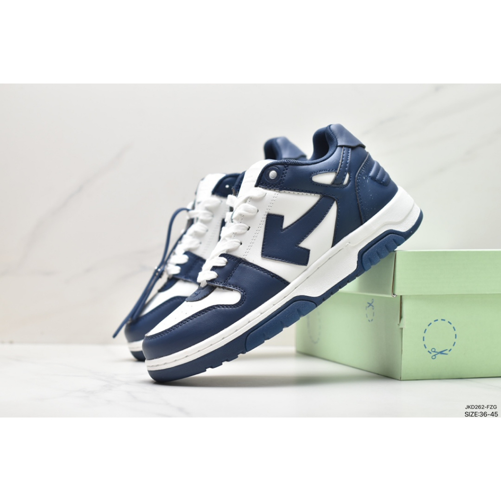 OFF-WHITE Giày Thể Thao Da Trắng Đế Thấp Thời Trang Công Sở