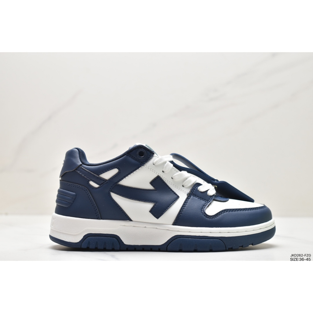 OFF-WHITE Giày Thể Thao Da Trắng Đế Thấp Thời Trang Công Sở