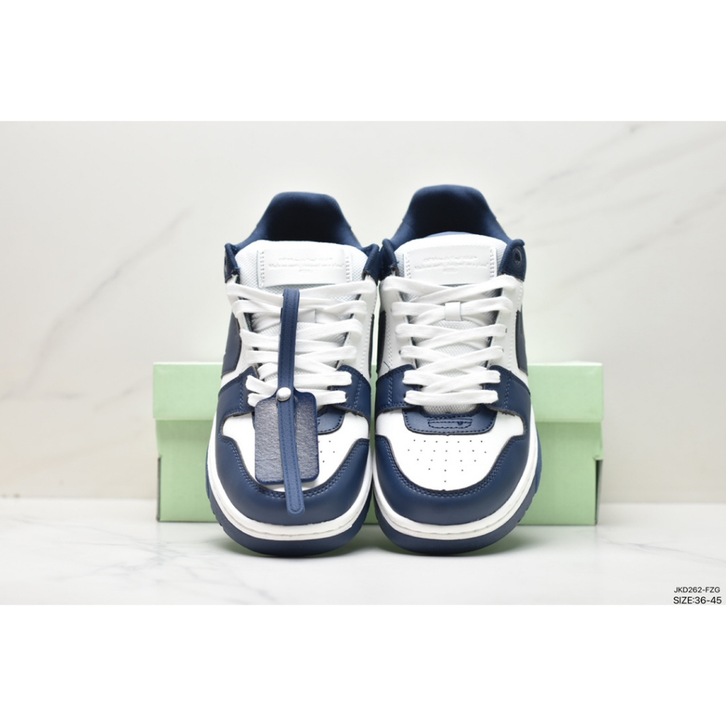 OFF-WHITE Giày Thể Thao Da Trắng Đế Thấp Thời Trang Công Sở