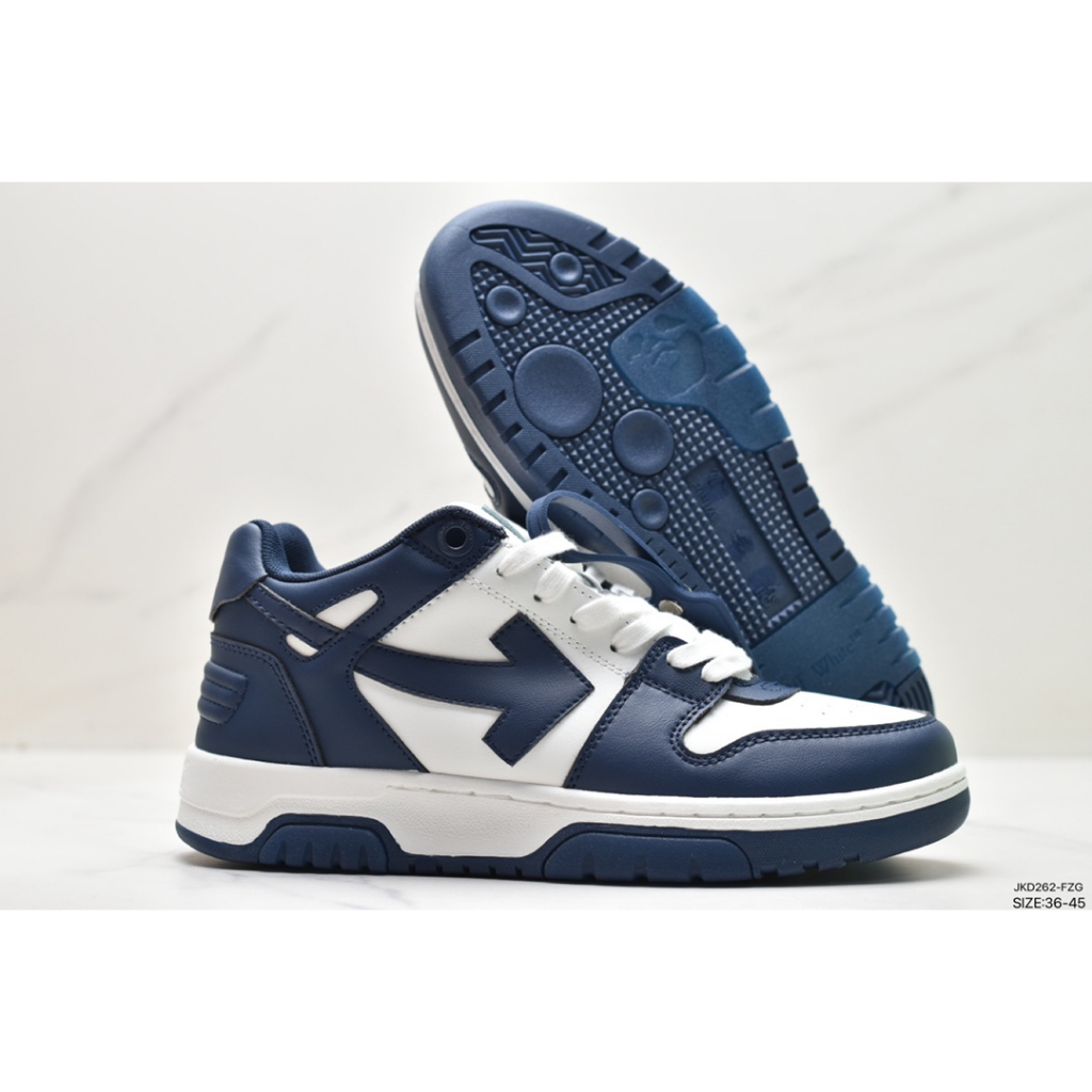 OFF-WHITE Giày Thể Thao Da Trắng Đế Thấp Thời Trang Công Sở