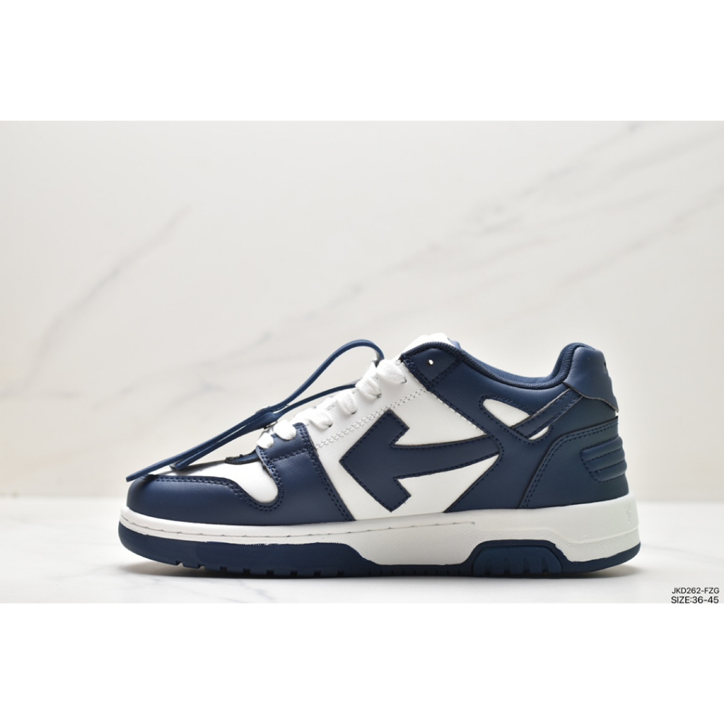 OFF-WHITE Giày Thể Thao Da Trắng Đế Thấp Thời Trang Công Sở