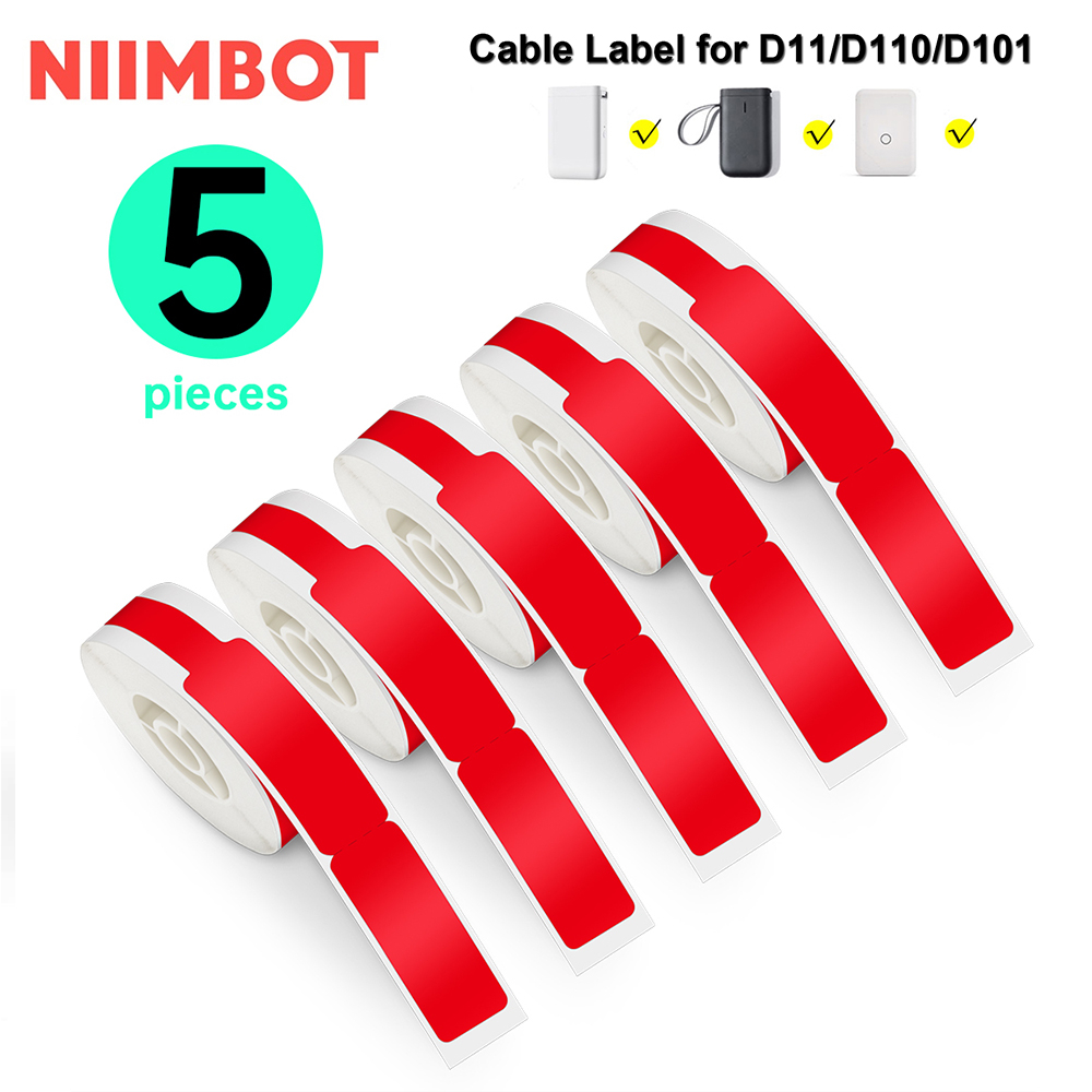 5 Cuộn giấy nhãn dán cáp tự dính Niimbot D11 chống nước, chống dầu cho máy in nhãn NIIMBOT D11/D110/