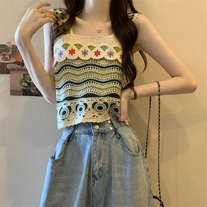 Áo Dệt Kim Sát Nách Thêu Họa Tiết Thổ Cẩm Kiểu Vintage Thời Trang Mùa Hè Cho Nữ