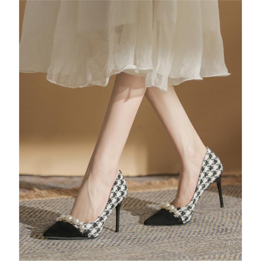 Giày Cao Gót Đính Ngọc Trai Thiết Kế Mới Thời Trang Dành Cho Nữ