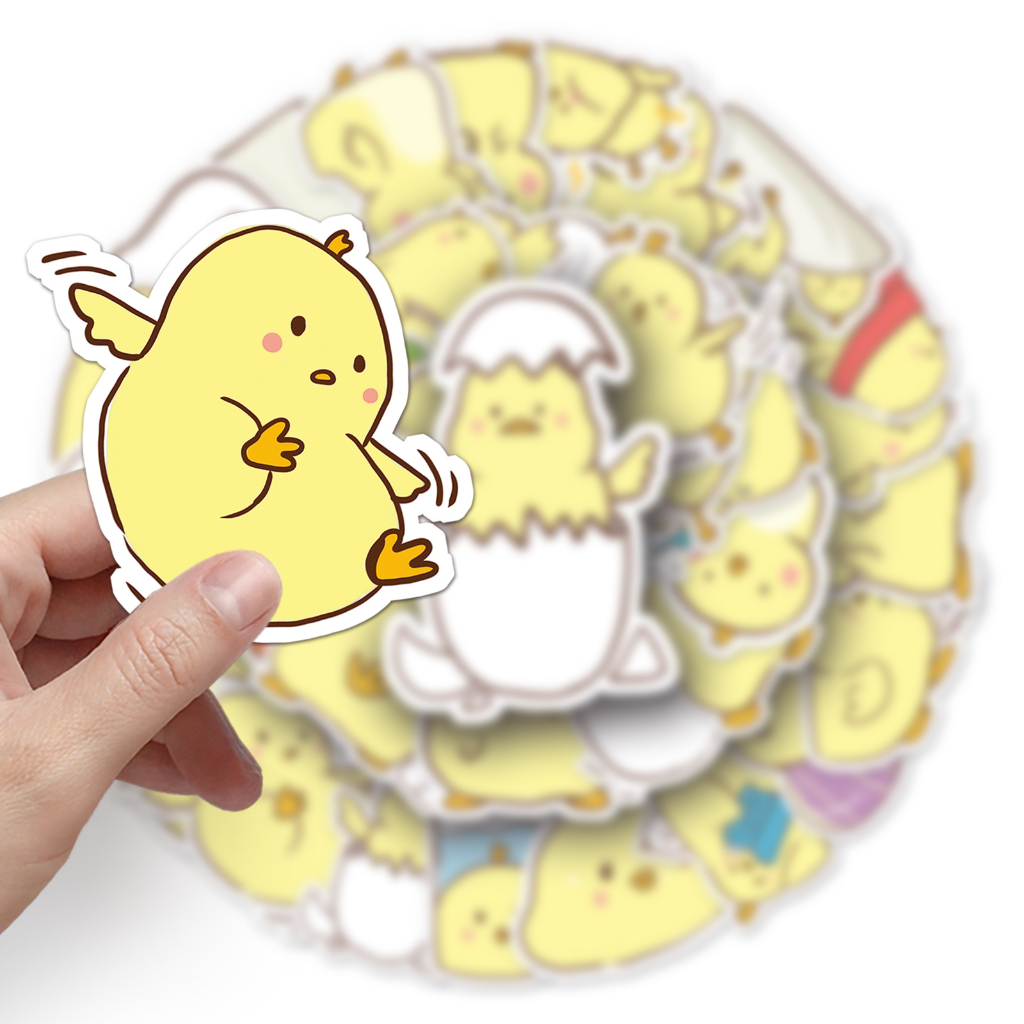 Bộ 50 Miếng Dán Trang Trí Xe Hơi Hình Gà Vui Nhộn Chống Thấm Nước