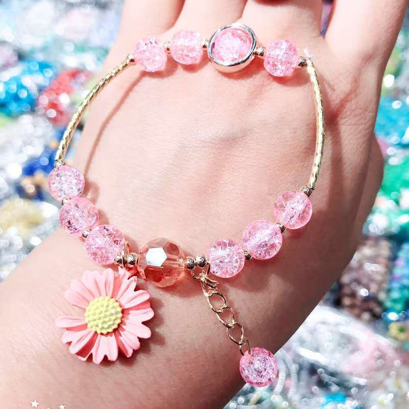 Vòng Đeo Tay May Mắn Mặt Hoa Cúc Pha Lê Thời Trang Cho Nữ