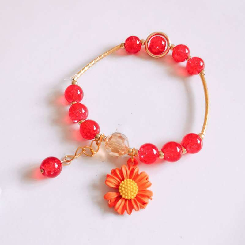 Vòng Đeo Tay May Mắn Mặt Hoa Cúc Pha Lê Thời Trang Cho Nữ