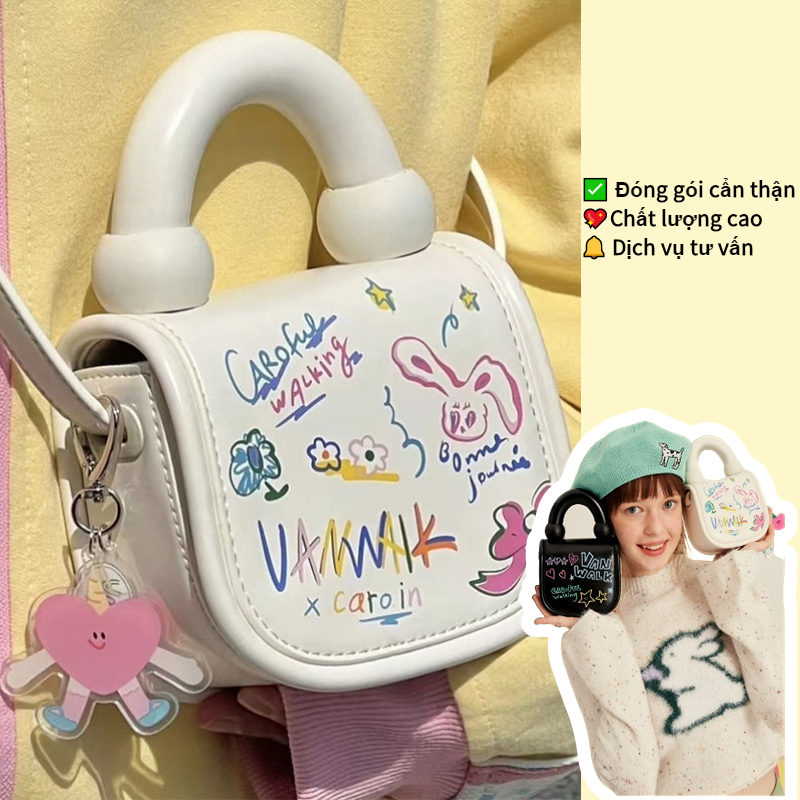 Túi Xách Mini In Họa Tiết Hoạt Hình Dễ Thương Cho Nữ