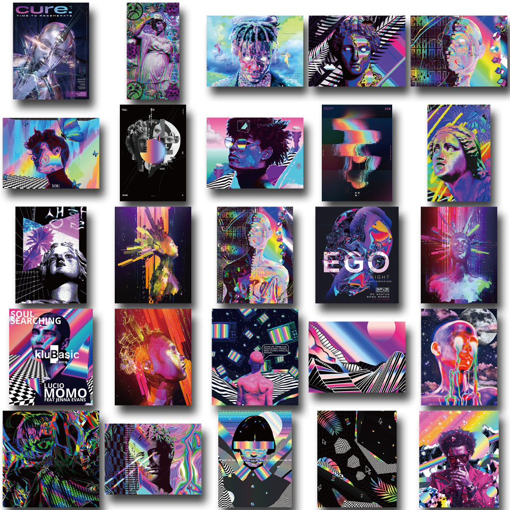 Set 52 Miếng Dán Trang Trí Máy Tính / Điện Thoại Chống Nước Sáng Tạo Nghệ Thuật