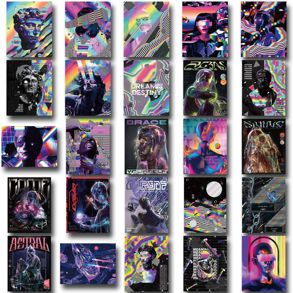 Set 52 Miếng Dán Trang Trí Máy Tính / Điện Thoại Chống Nước Sáng Tạo Nghệ Thuật