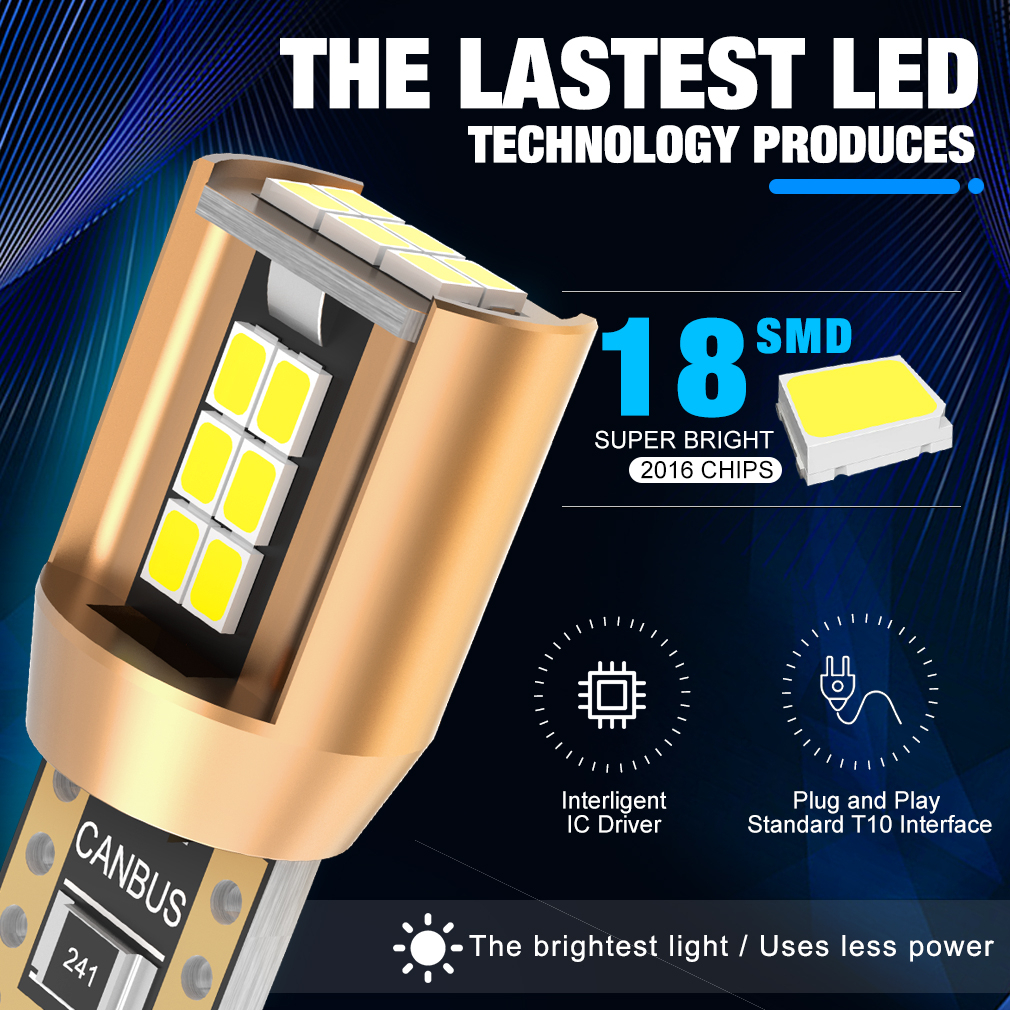 Bộ 2 Đèn LED T10 W5W 2016 WY5W 12V Siêu Sáng Cho Xe Hơi