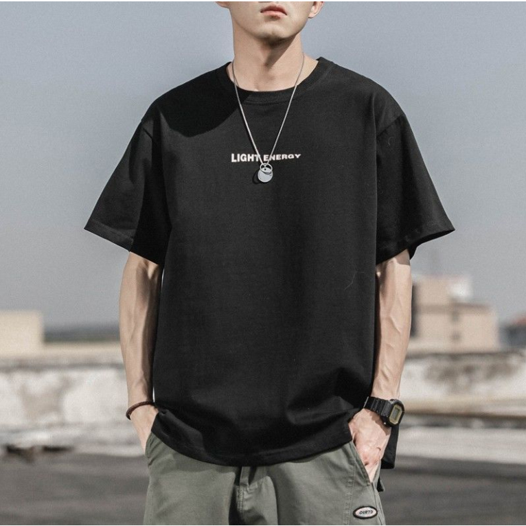 Áo Thun Tay Ngắn Cổ Tròn In Chữ Đơn Giản Phong Cách Retro Nhật Bản Cho Nam