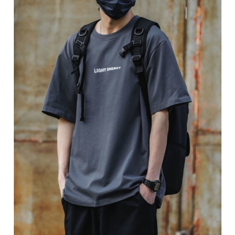 Áo Thun Tay Ngắn Cổ Tròn In Chữ Đơn Giản Phong Cách Retro Nhật Bản Cho Nam