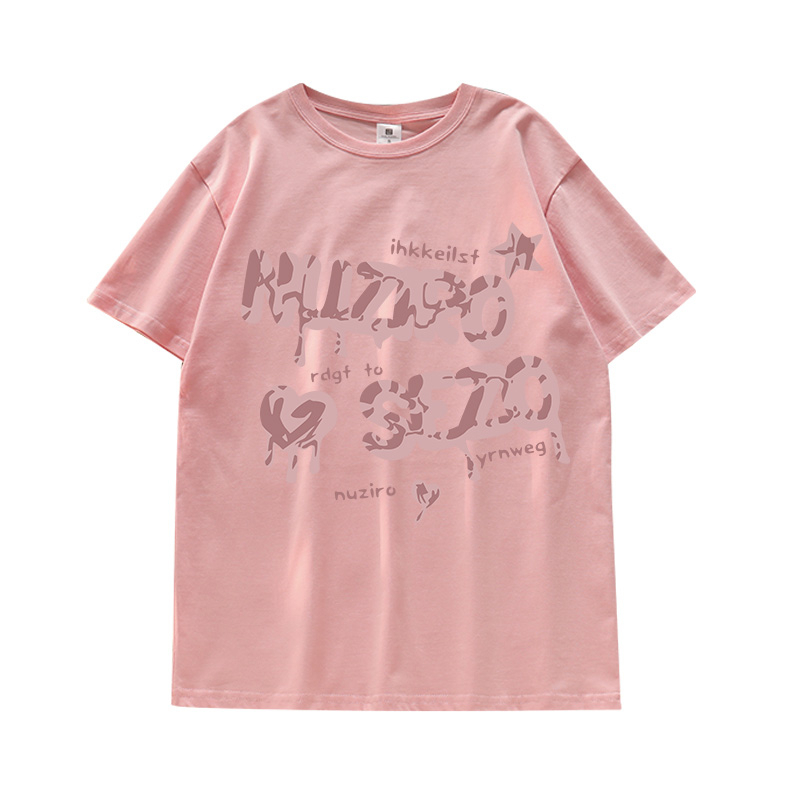 Áo Thun Tay Ngắn Cổ Tròn In Chữ LALISAS Phong Cách Mỹ Ngọt Ngào Cho Nữ