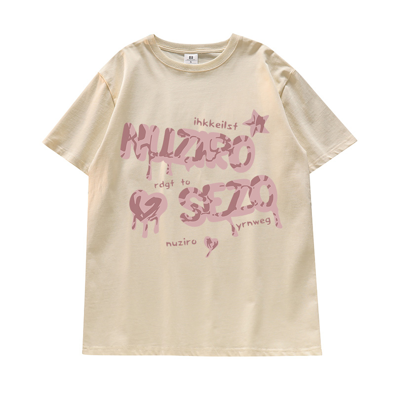 Áo Thun Tay Ngắn Cổ Tròn In Chữ LALISAS Phong Cách Mỹ Ngọt Ngào Cho Nữ