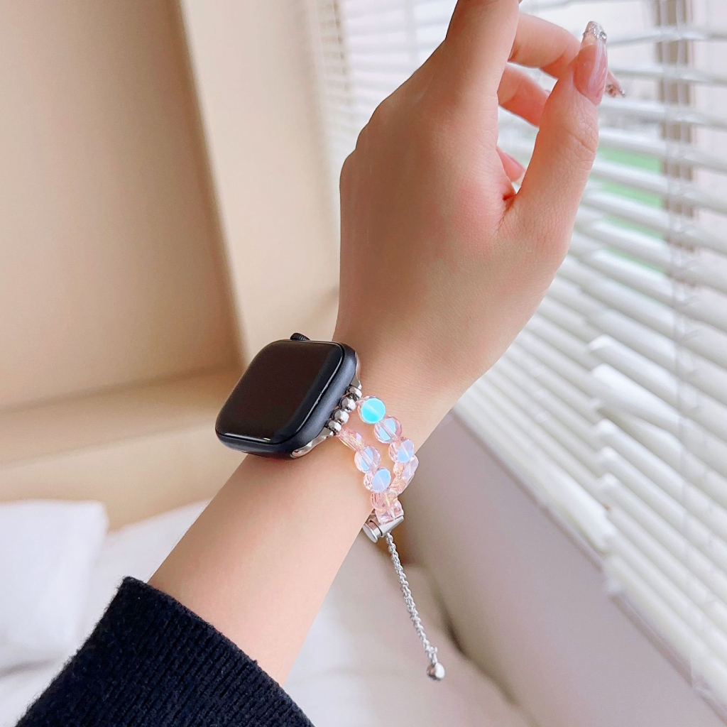 Dây Đeo Đồng Hồ Dạng Chuỗi Hạt Co Giãn Thay Thế Cho Apple iWatch 45MM 49MM series 7 8 SE