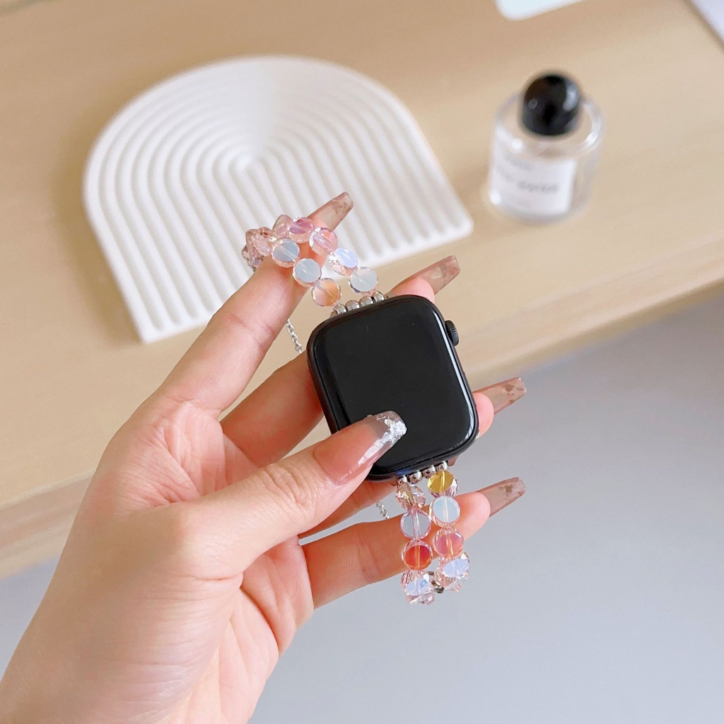 Dây Đeo Đồng Hồ Dạng Chuỗi Hạt Co Giãn Thay Thế Cho Apple iWatch 45MM 49MM series 7 8 SE