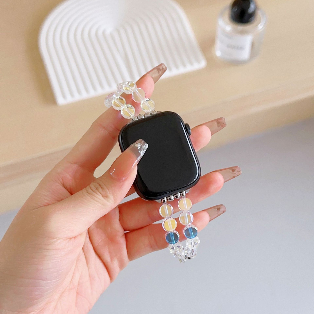Dây Đeo Đồng Hồ Dạng Chuỗi Hạt Co Giãn Thay Thế Cho Apple iWatch 45MM 49MM series 7 8 SE
