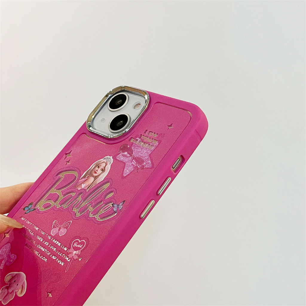 Ốp Điện Thoại Mạ Điện Họa Tiết barbie Cho iphone 15 14promax 13 iphone11 12 promax