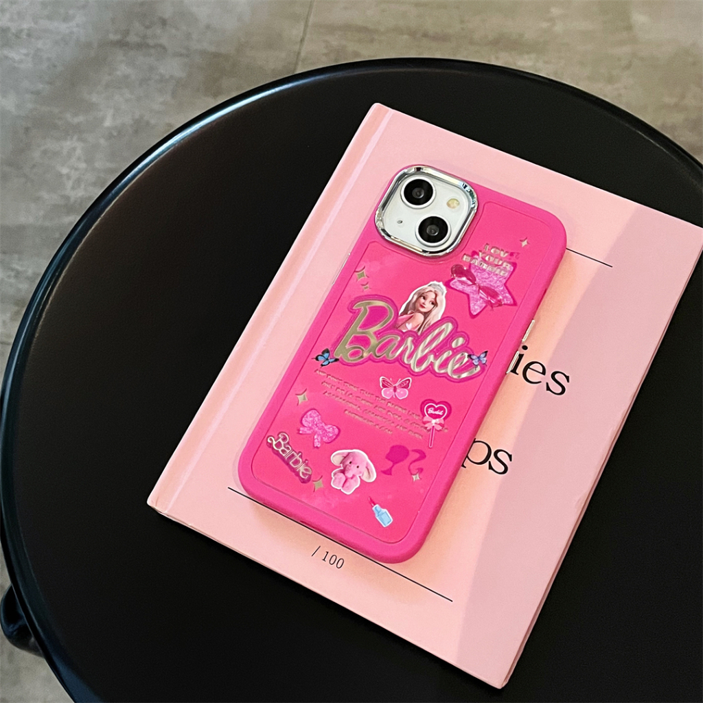 Ốp Điện Thoại Mạ Điện Họa Tiết barbie Cho iphone 15 14promax 13 iphone11 12 promax