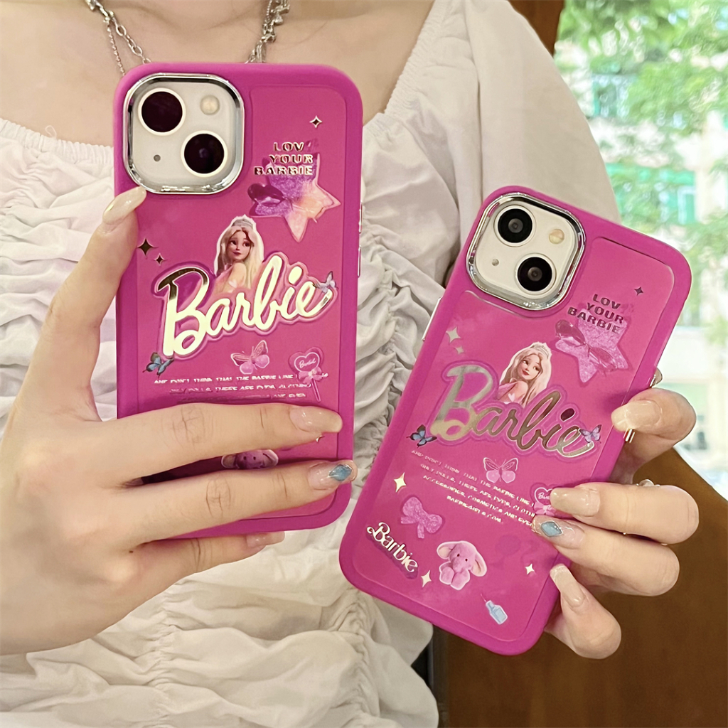 Ốp Điện Thoại Mạ Điện Họa Tiết barbie Cho iphone 15 14promax 13 iphone11 12 promax