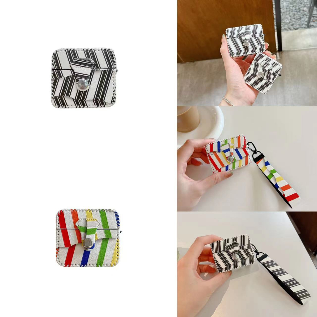 Vỏ Bảo Vệ Hộp Sạc Tai nghe không dây AirPods 1 / 2 gen3 Pro2 2022 Bằng TPU Mềm Họa Tiết Kẻ Sọc Nhiều Màu Thời Trang