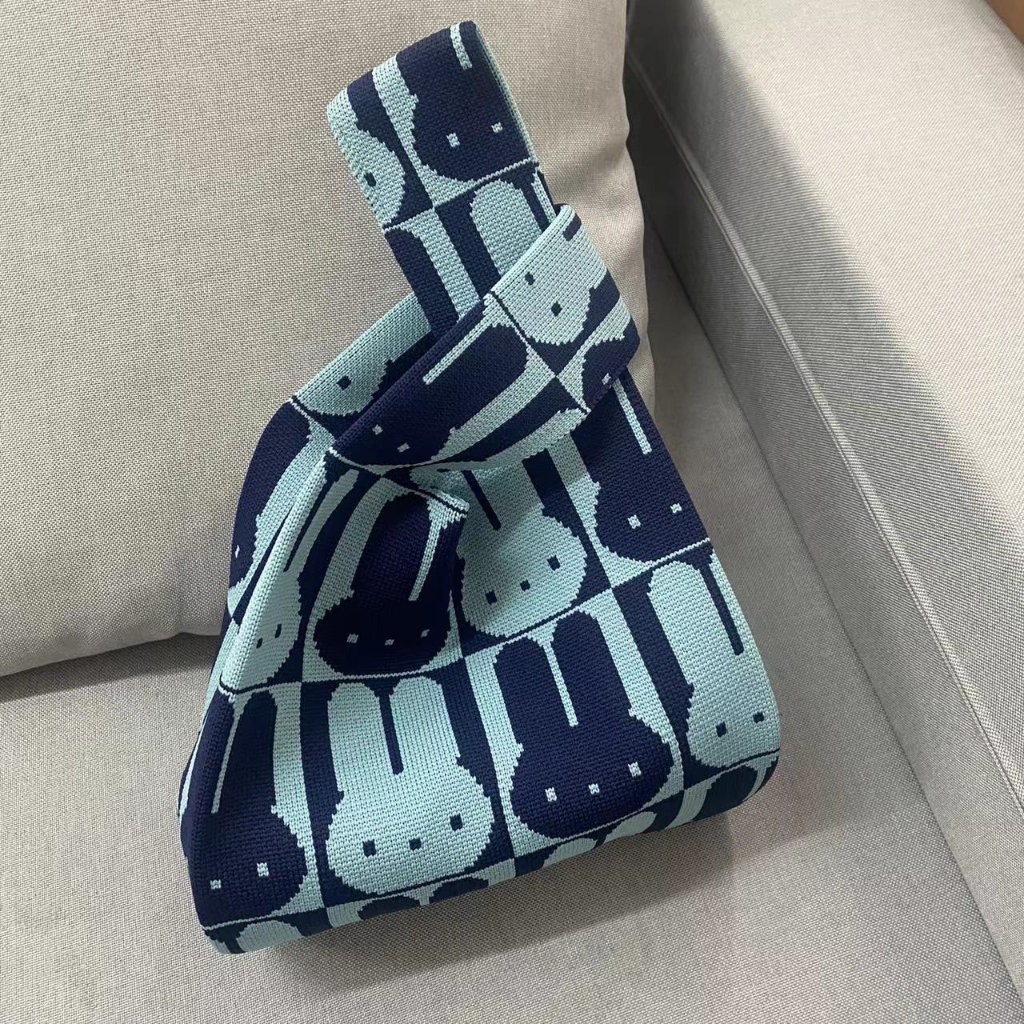 Túi Đeo Vai Đan Len Họa Tiết Sọc Caro Thời Trang Cho Nữ