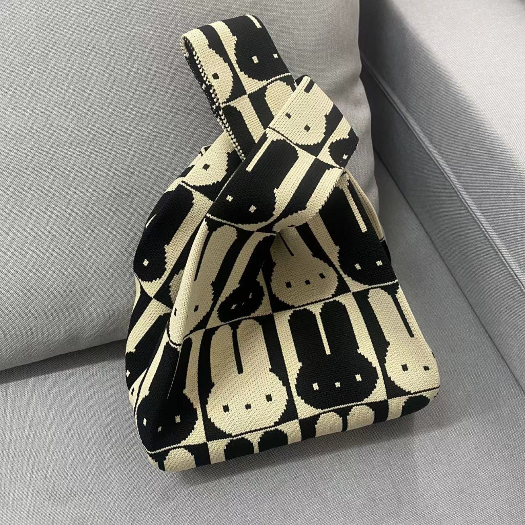 Túi Đeo Vai Đan Len Họa Tiết Sọc Caro Thời Trang Cho Nữ