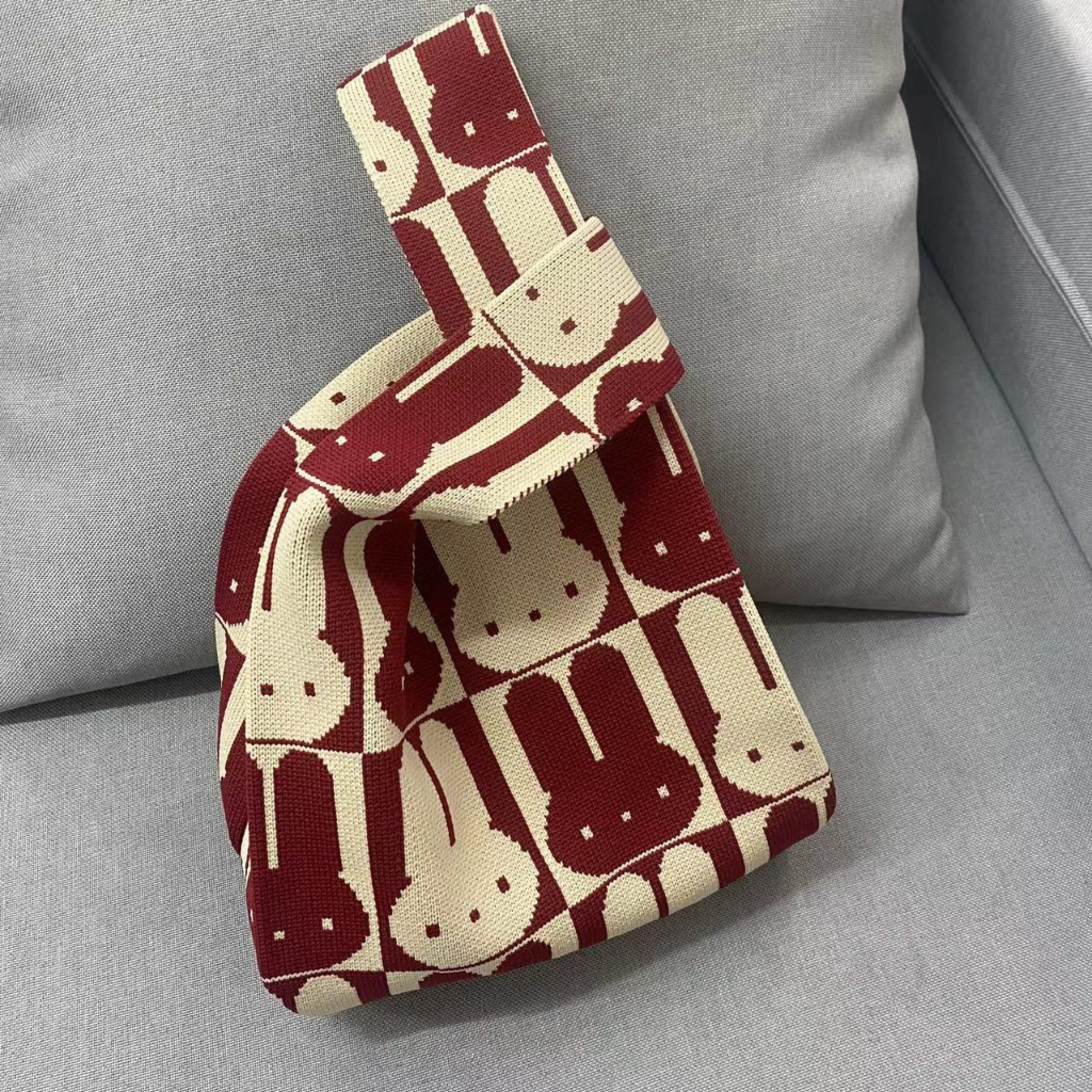 Túi Đeo Vai Đan Len Họa Tiết Sọc Caro Thời Trang Cho Nữ