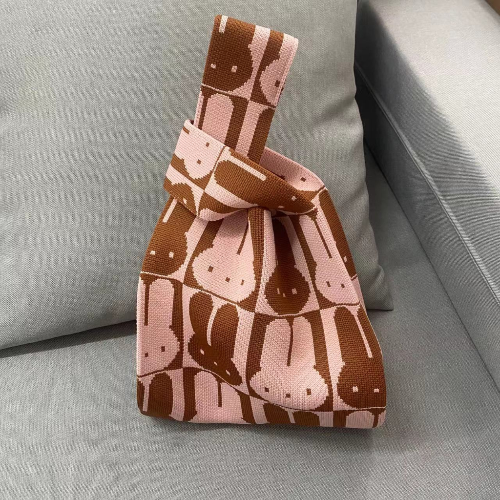 Túi Đeo Vai Đan Len Họa Tiết Sọc Caro Thời Trang Cho Nữ