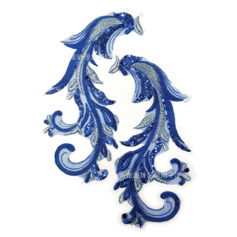 1 Cặp 25 * 14CM Vải Ren Đính Cườm Đầy Màu Sắc Dùng Để May Vá Quần Áo