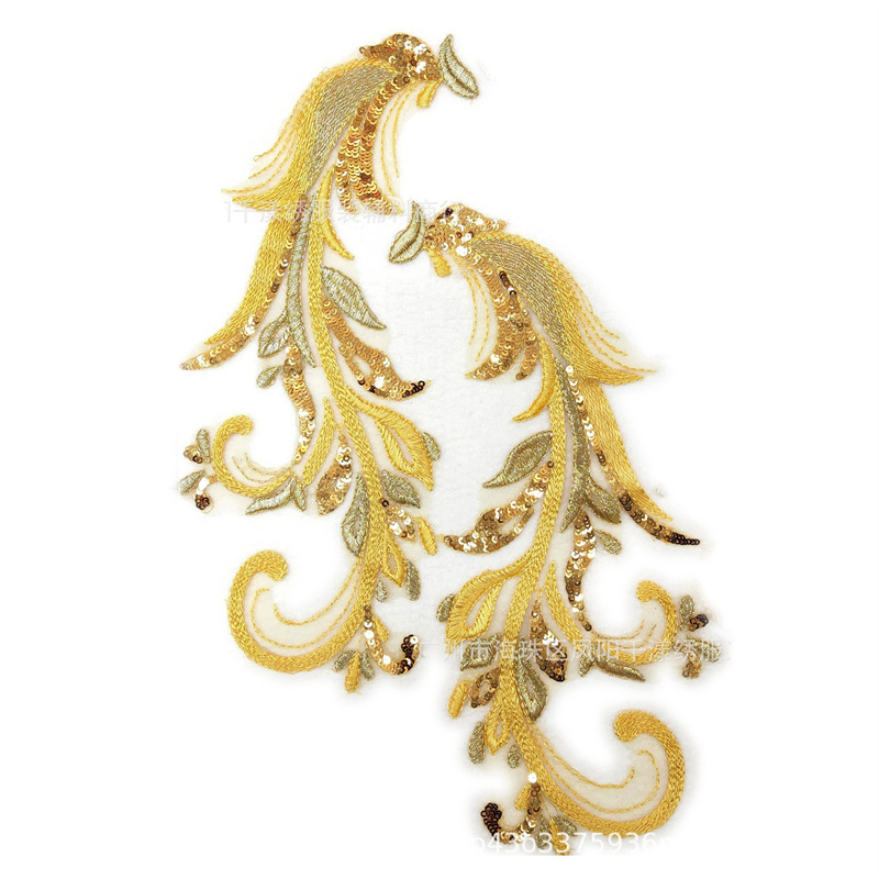 1 Cặp 25 * 14CM Vải Ren Đính Cườm Đầy Màu Sắc Dùng Để May Vá Quần Áo