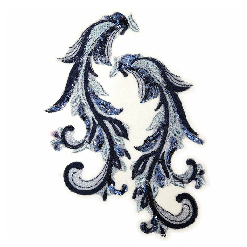 1 Cặp 25 * 14CM Vải Ren Đính Cườm Đầy Màu Sắc Dùng Để May Vá Quần Áo